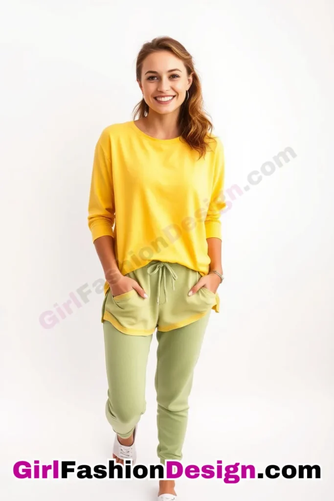 36. Tunic Top with Fitted Joggers - 51 Top Spring School Outfits for Teen Girls Impress Your Friends with Stylish Looks (1)