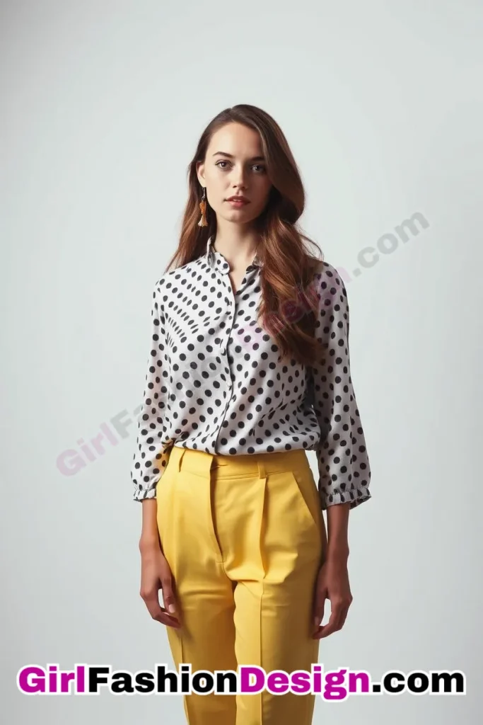 39. Polka Dot Blouse with Tapered Trousers - 51 Top Spring School Outfits for Teen Girls Impress Your Friends with Stylish Looks (2)