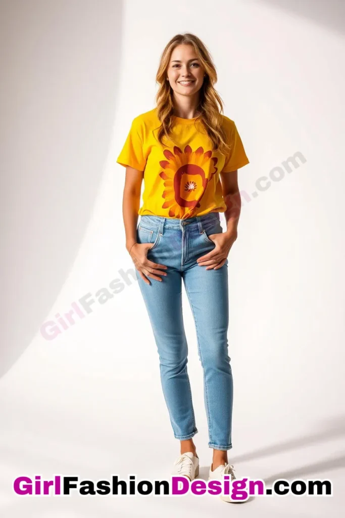 4. High-Waisted Jeans with a Vibrant Graphic Tee - 51 Top Spring School Outfits for Teen Girls Impress Your Friends with Stylish Looks (2)