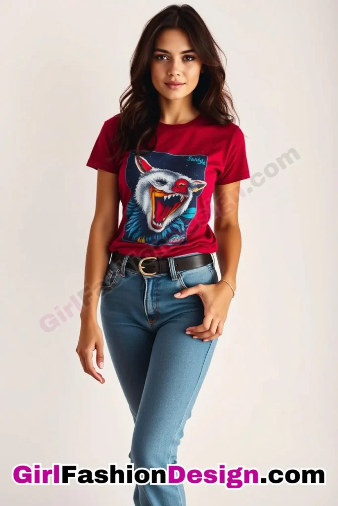 4. High-Waisted Jeans with a Vibrant Graphic Tee - 51 Top Spring School Outfits for Teen Girls Impress Your Friends with Stylish Looks (3)