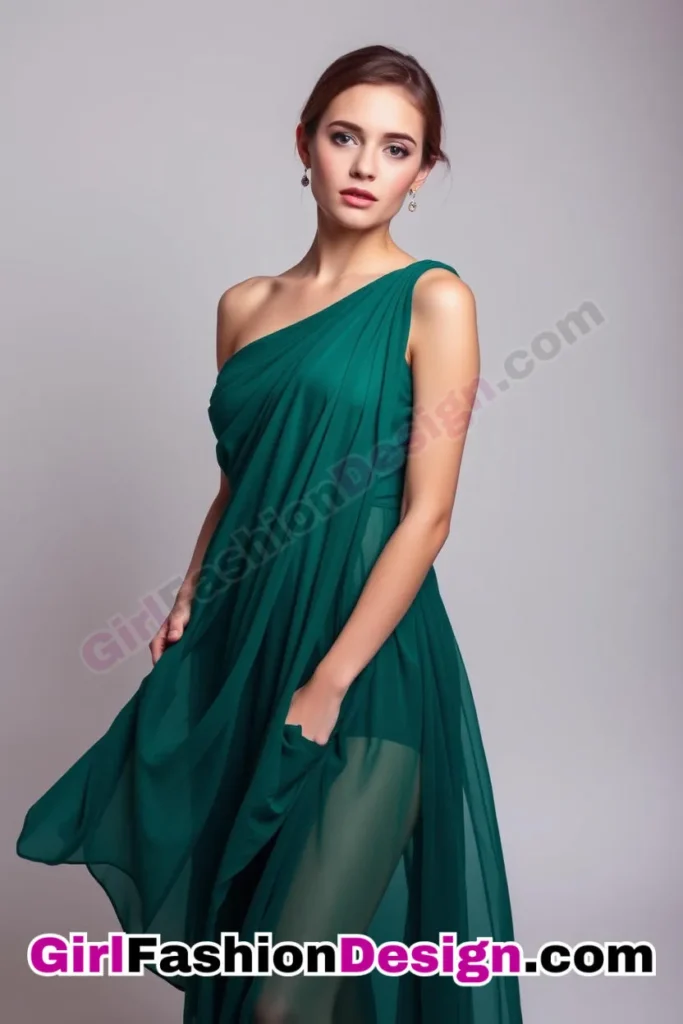 4. One-Shoulder Chiffon Charmer - What to Wear to Look Fabulous 21 Top Emerald Green Dresses for Evening Events (2).jpg