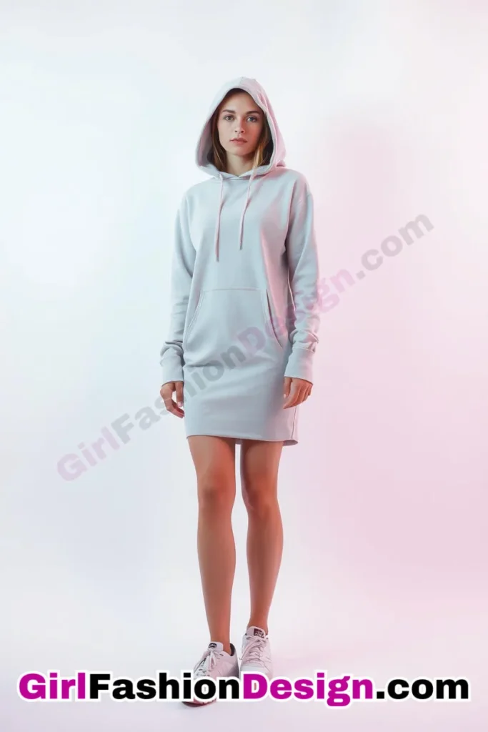 44. Minimalist Hoodie Dress with Athletic Shoes - 51 Top Spring School Outfits for Teen Girls Impress Your Friends with Stylish Looks (5)