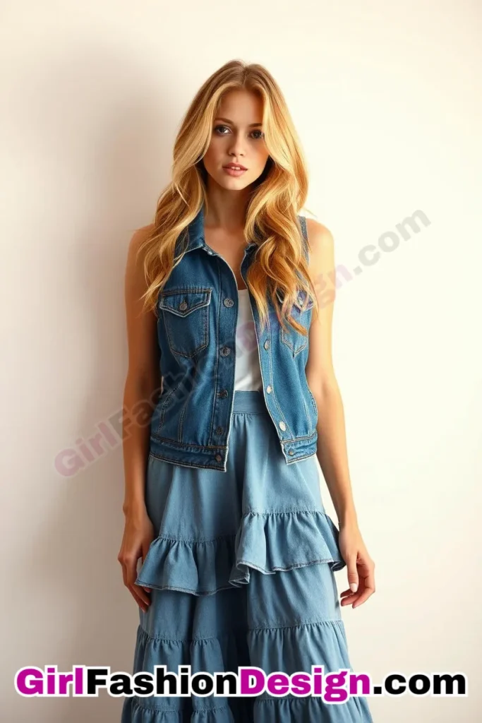 45. Patch-Pocket Denim Vest (Women) With Ruffled Maxi Skirt (2).jpg