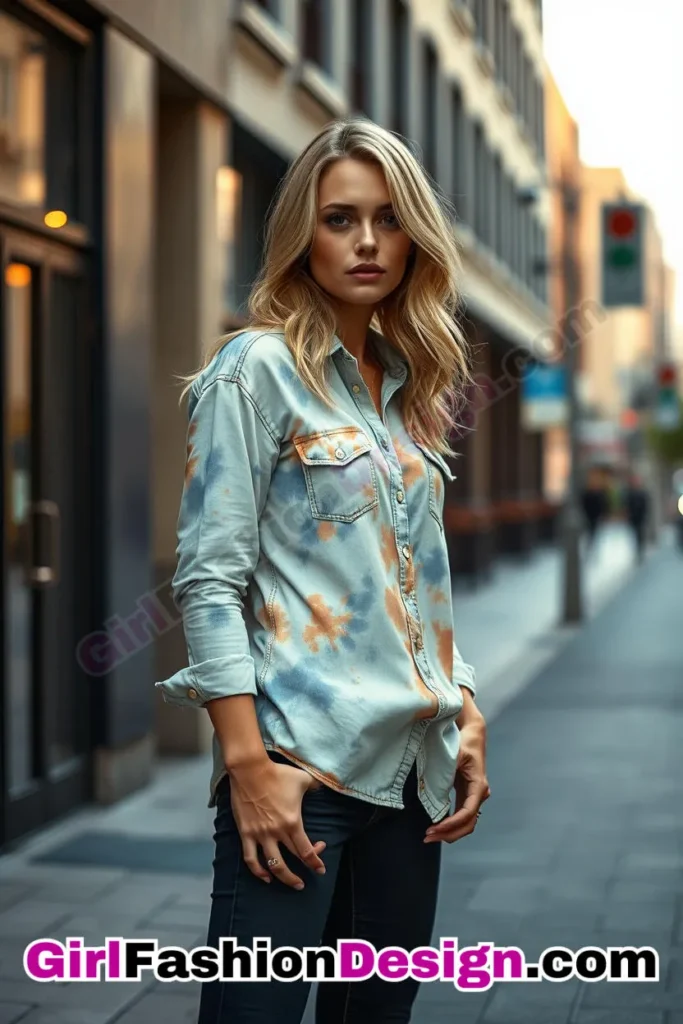 47. Tie-Dye Denim Shirt with Dark Skinny Jeans for Women (1).jpg