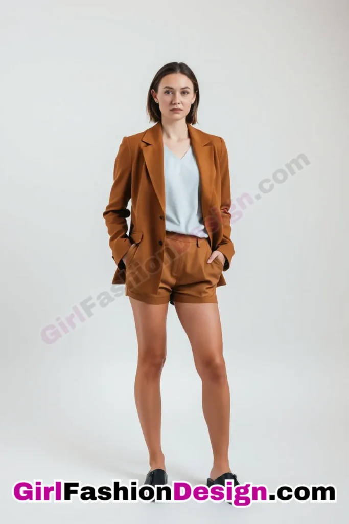 5. Bold Blazer with Coordinating Shorts - 51 Top Spring School Outfits for Teen Girls Impress Your Friends with Stylish Looks (5)