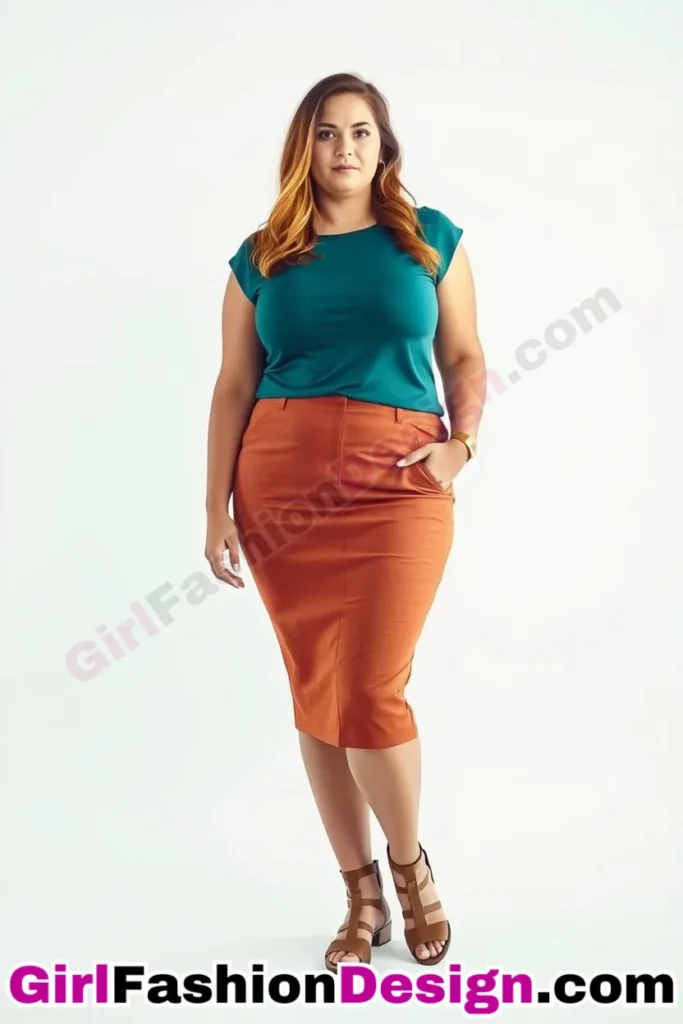 5. Hemp-Blend Pencil Skirt with Cap-Sleeve Top - 21 Best Plus-Size Office Outfits for Summer Stay Stylish Comfortable in Business Casual (1).jpg