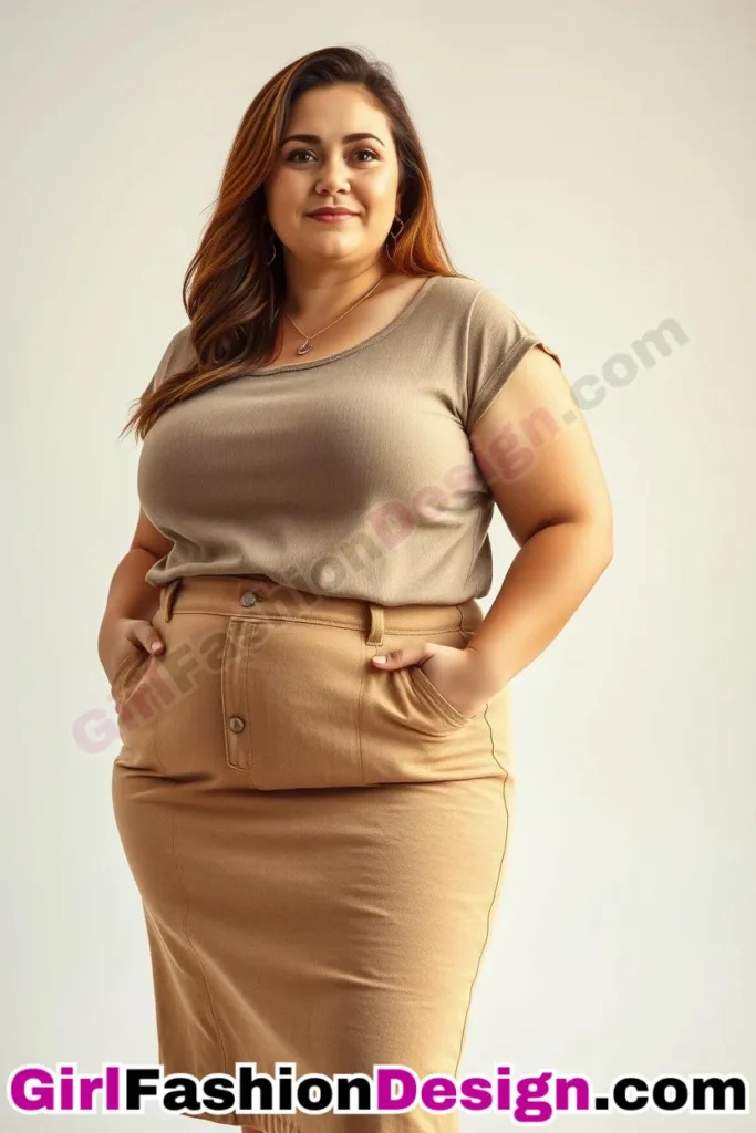 5. Hemp-Blend Pencil Skirt with Cap-Sleeve Top - 21 Best Plus-Size Office Outfits for Summer Stay Stylish Comfortable in Business Casual (4).jpg