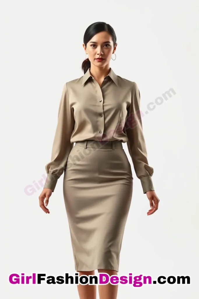 5. Recycled Polyester Blouse with Pencil Skirt - 21 Best Eco-Friendly Business Casual Outfits for Women Stylish Sustainable Office Wear Ideas (3).jpg