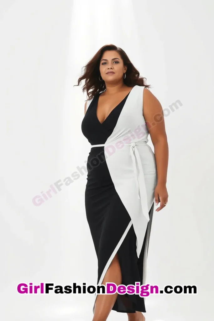 5. Sleek Wrap Dress in Monochrome - 25 Trending Plus-Size Corporate Outfits You Need to Try (6).jpg