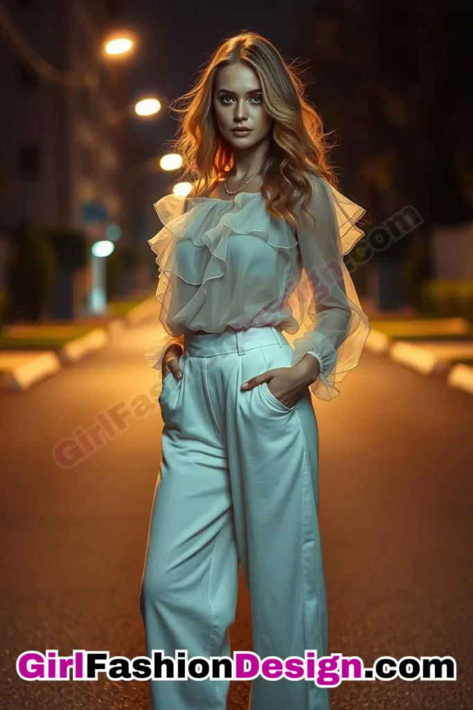 51. Ruffled Organza Blouse with Linen Wide-Leg Pants - Trendy Modern Filipiniana Attire for Urban Chic Looks (1).jpg