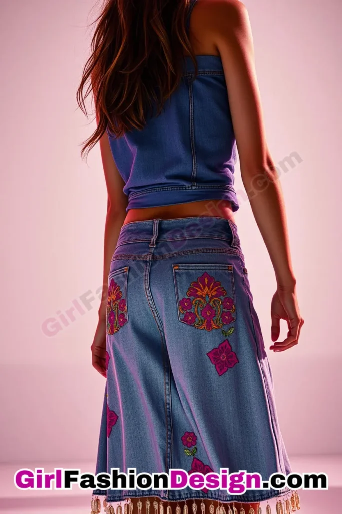 6. Artisanal Embroidered Accent - 21 Effortlessly Cool Jean Skirt Styles for Every Occasion (4)