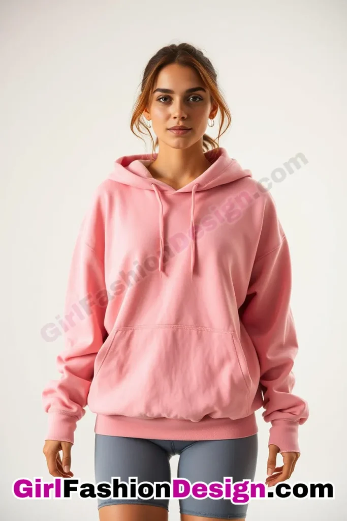 6. Oversized Hoodie and Bike Shorts - 51 Top Spring School Outfits for Teen Girls Impress Your Friends with Stylish Looks (4)