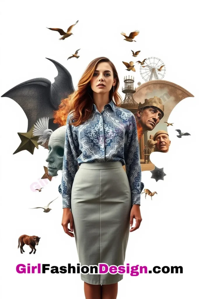 7. Patterned Blouse & Solid Pencil Skirt - 25 Trendsetting Corporate Outfits for the Modern Professional Women (1).jpg