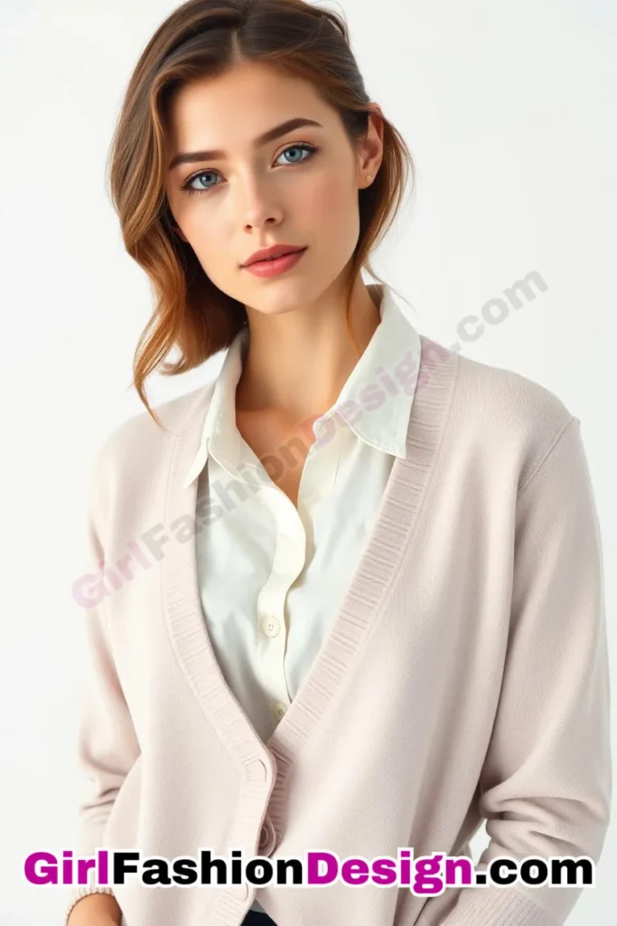 7. Preppy Cardigan over a Button-Up Shirt - 51 Top Spring School Outfits for Teen Girls Impress Your Friends with Stylish Looks (3)