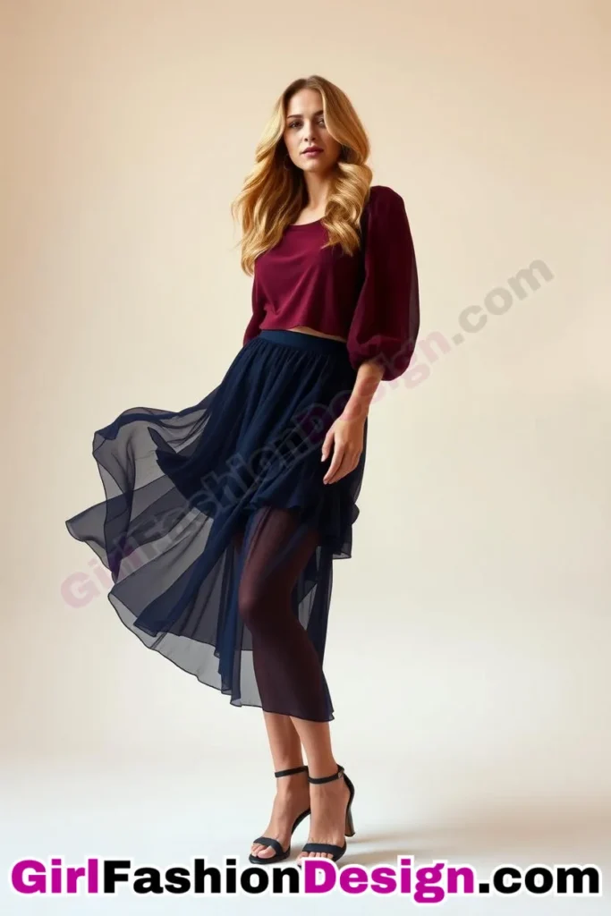 73. Balloon-Sleeve Chiffon Crop Tops + Combine with a tiered maxi skirt and ankle-strap wedges (1).jpg