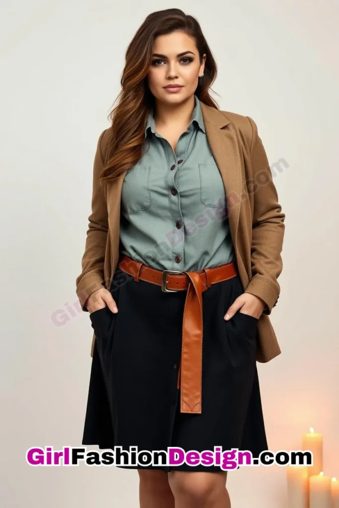 8. Belted Shirtdress with Tailored Jacket - 25 Trending Plus-Size Corporate Outfits You Need to Try (3).jpg