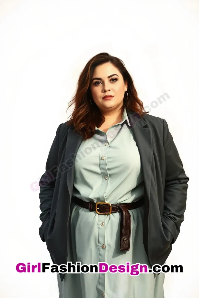 8. Belted Shirtdress with Tailored Jacket - 25 Trending Plus-Size Corporate Outfits You Need to Try (5).jpg