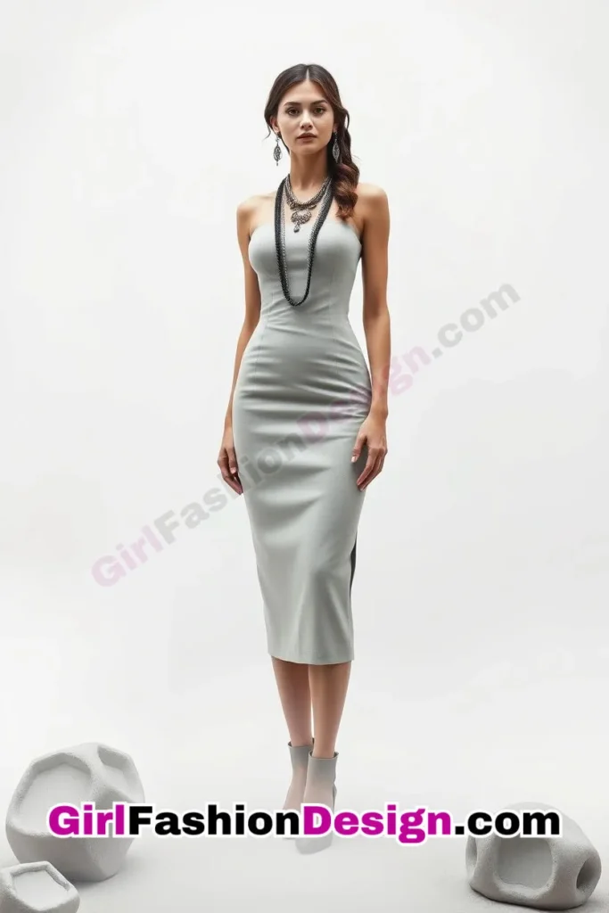 8. Fitted Sheath Dress with Statement Jewelry - 25 Trendsetting Corporate Outfits for the Modern Professional Women (4).jpg