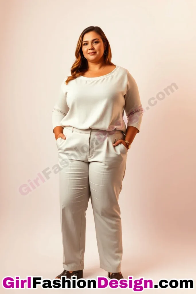 8. Linen Trousers with Boatneck Top - 21 Best Plus-Size Office Outfits for Summer Stay Stylish Comfortable in Business Casual (4).jpg