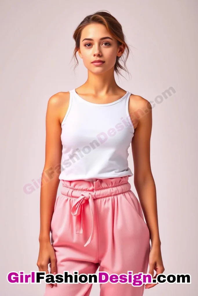 8. Paperbag-Waist Pants with a Fitted Tank - 51 Top Spring School Outfits for Teen Girls Impress Your Friends with Stylish Looks (2)