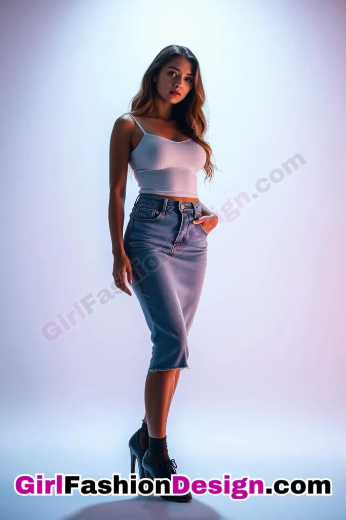 8. Sleek Slim-Fit Design - 21 Effortlessly Cool Jean Skirt Styles for Every Occasion (2)