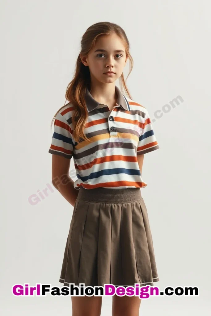 8. Striped Polo & Tennis Skirt - 25 Best Trendy Spring School Outfits for Teen Girls Dress to Impress This Season (4).jpg