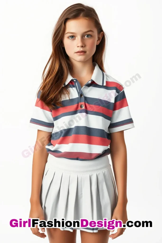 8. Striped Polo & Tennis Skirt - 25 Best Trendy Spring School Outfits for Teen Girls Dress to Impress This Season (8).jpg