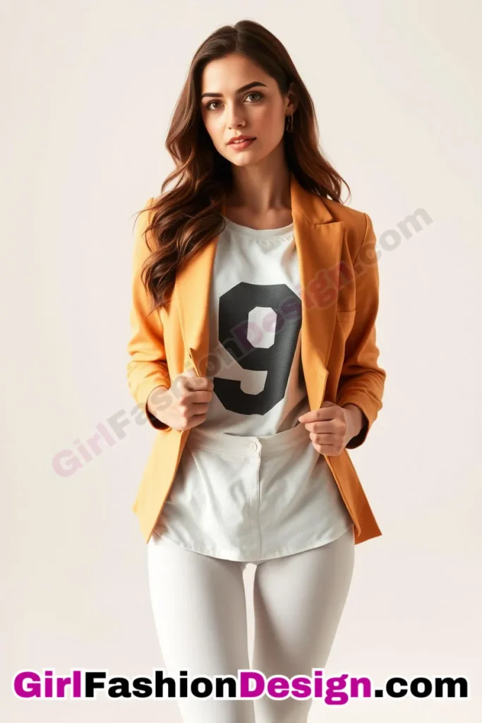 9. Blazer and Graphic Tee Combination - 21 Must-Try Flare Legging Outfits for Women Stylish Ways to Wear Flare Leggings (5)