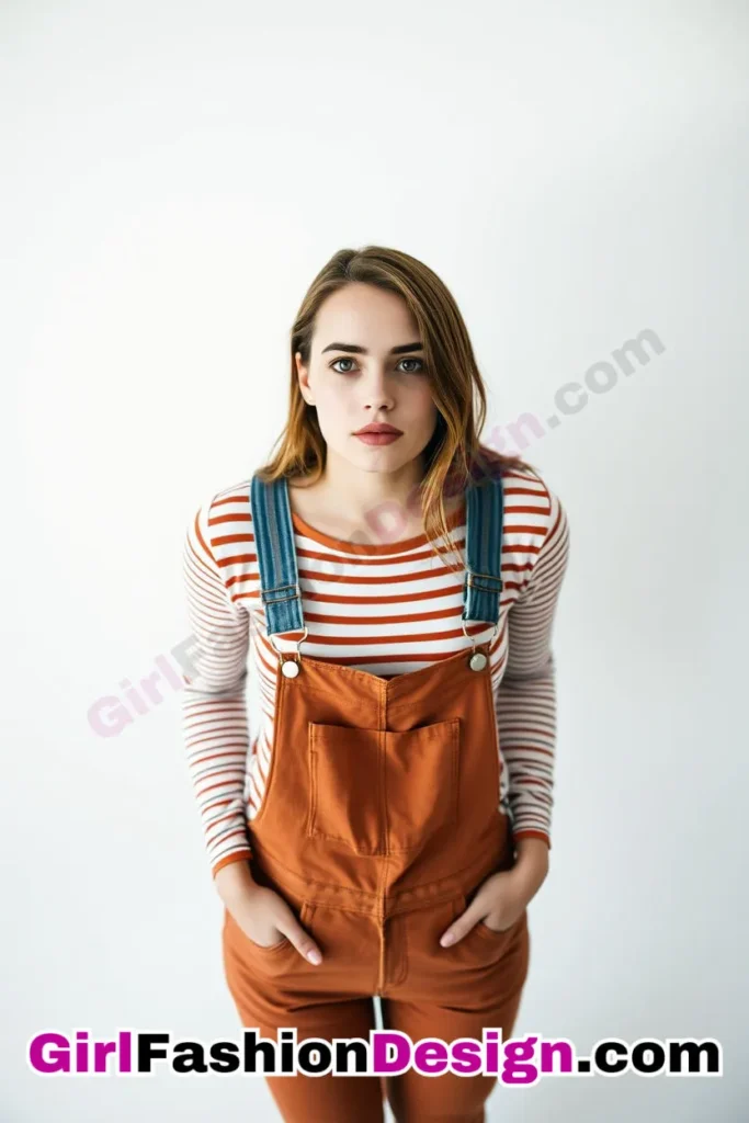 9. Classic Striped Long-Sleeve Tee and Denim Overalls - 51 Top Spring School Outfits for Teen Girls Impress Your Friends with Stylish Looks (4)