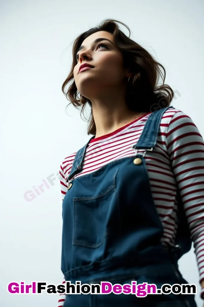 9. Classic Striped Long-Sleeve Tee and Denim Overalls - 51 Top Spring School Outfits for Teen Girls Impress Your Friends with Stylish Looks (6)