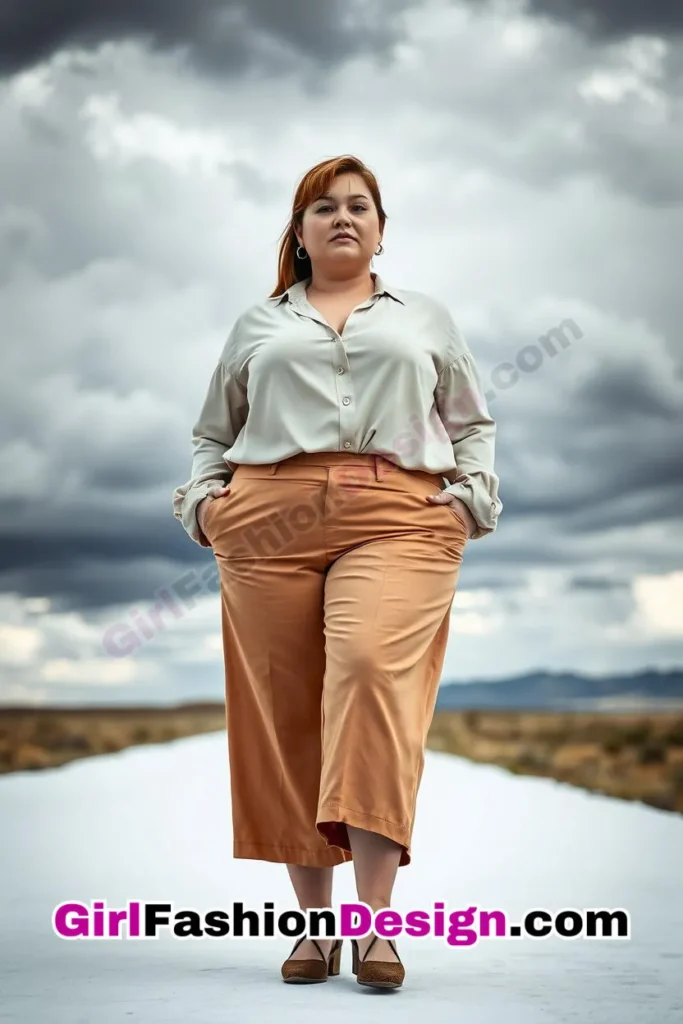 9. Culottes Paired with a Sophisticated Blouse - 25 Trending Plus-Size Corporate Outfits You Need to Try (4).jpg