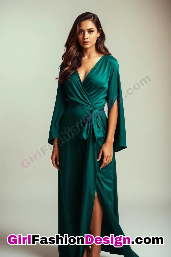 9. Wrap-Style Ruffled Hem - What to Wear to Look Fabulous 21 Top Emerald Green Dresses for Evening Events (1).jpg