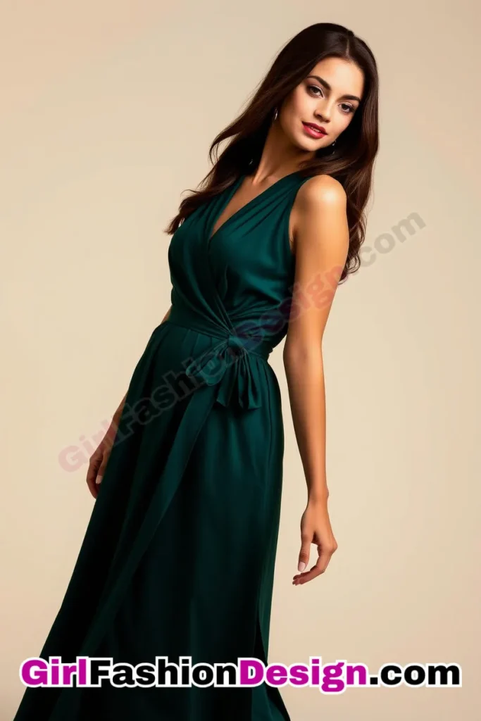 9. Wrap-Style Ruffled Hem - What to Wear to Look Fabulous 21 Top Emerald Green Dresses for Evening Events (2).jpg