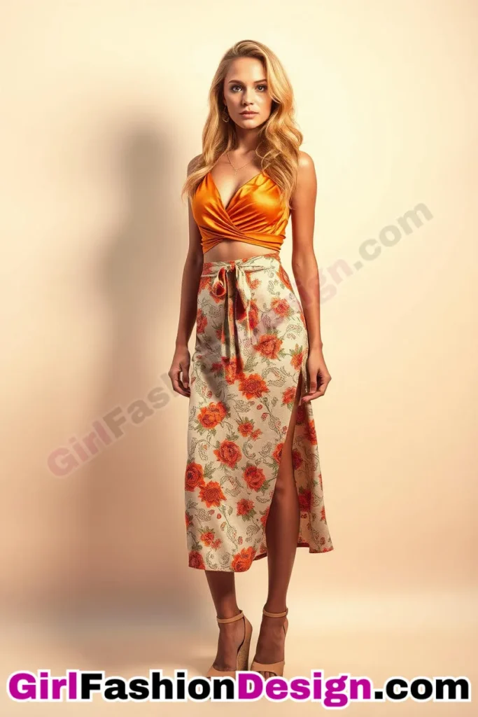 92. Subtle Wrap-Tie Crop Tops + Style with a printed midi skirt and wedge heels (2).jpg