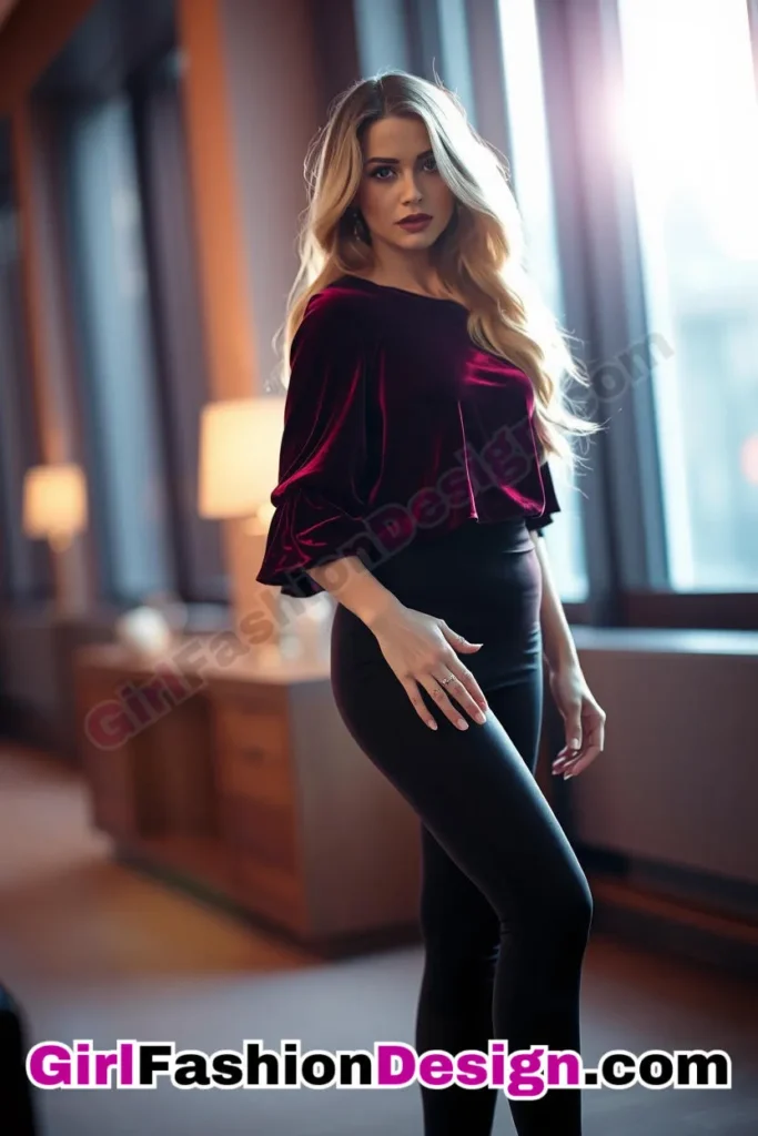 7. Cocktail Parties Flare Leggings with Puff-Sleeve Velvet Top, Tailored Capelet, and Slingback Heels (2).jpg